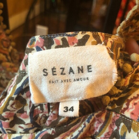 Sezane Abby Paisley Pom Pom Tank Blouse - Picture 3 of 7